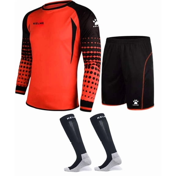 KELME Soccer Goalie Jersey Padded Uniform Kit - Goalkeeper Jersey, Shorts &