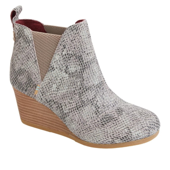 KELSEY Cobblestone Snake Printed Round Toe Wedge Size 6 Women's Boots