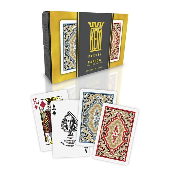 KEM Paisley Plastic Playing Cards, Standard Index, Bridge Size, Premium Playing Cards, Casino Grade Poker Playing Cards, 2 Decks of Cards