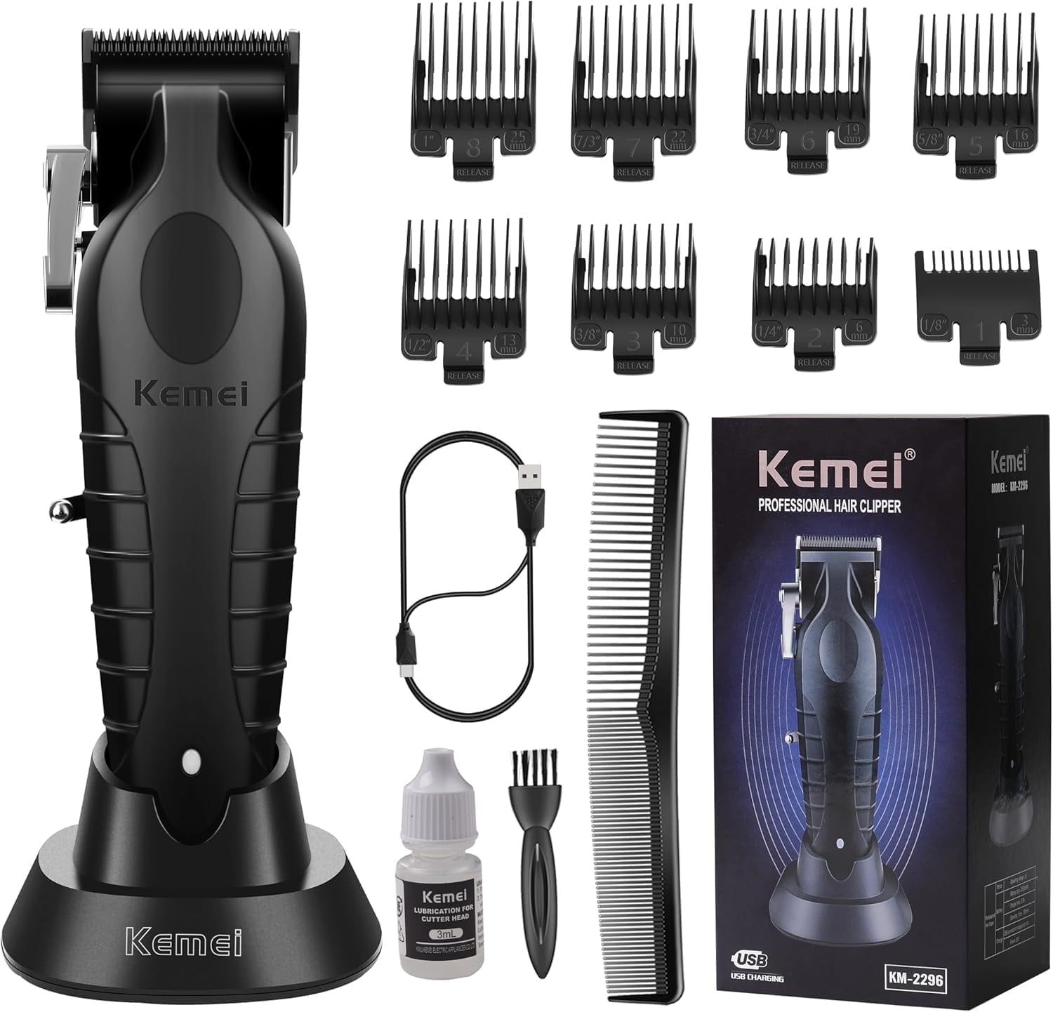 KEMEI 2296 Professional Hair Clippers for Men Cord/Cordless Hair