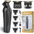 thumbnail image 1 of KEMEI 2299 Hair Trimmer for Men, Zero Gapped T-Blade Clippers for Edging & Lining, Cordless Barber Liners with Extra Replacement Blade, USB Rechargeable Grooming Kit for Beard & Dry Shaving (Black), 1 of 7