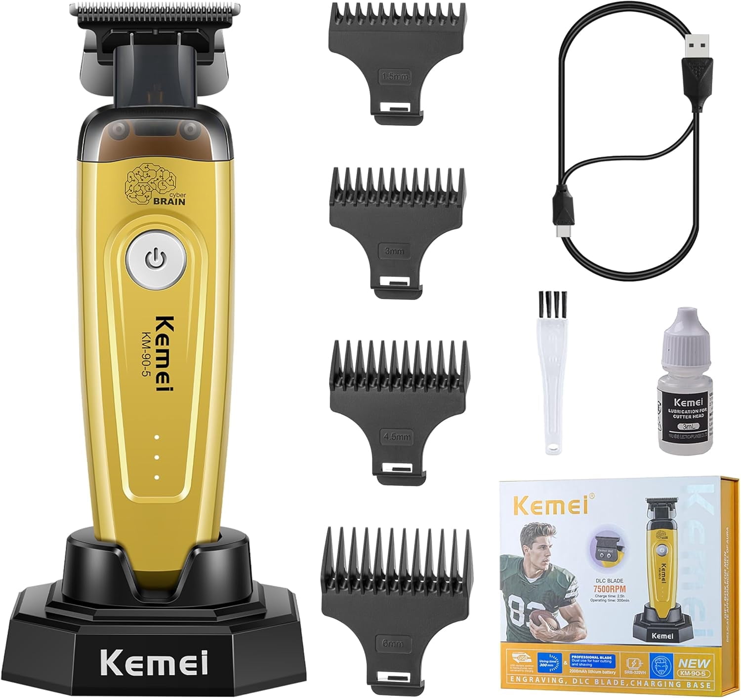 KEMEI 90-5 Hair & Beard Trimmer for Men, Zero Gap Trimmer with DLC