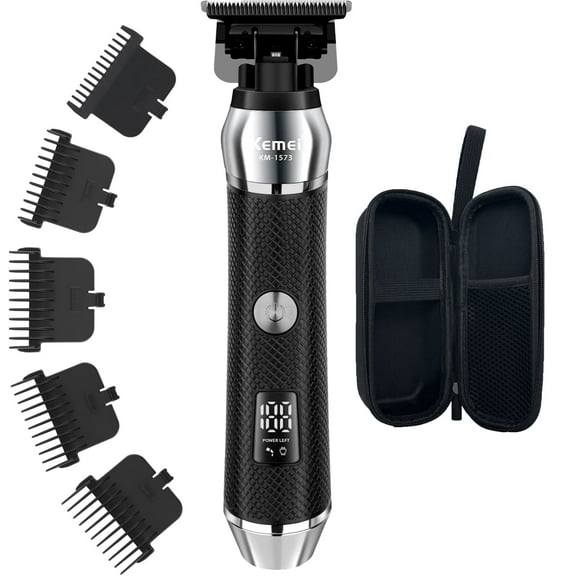 KM-1573 Cordless Professional Hair Clippers for Men - Rechargeable Barber Clippers with LCD Display, USB Charging