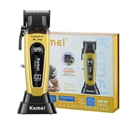 KEMEI Hair Clippers for Men, Cordless Barber Clipper with LED Display, DLC Blade, Charging Base and Guide Combs