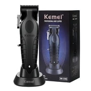 KEMEI Hair Clippers for Men, Cordless Barber Clipper with T-Blade, Charging Base and Guide Combs