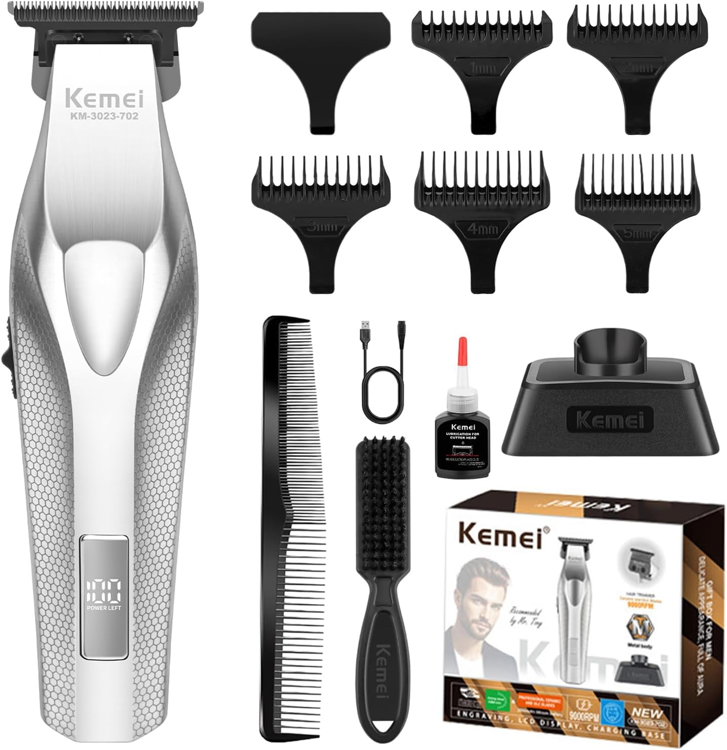 KEMEI KM-3023-702 Professional Hair Clipper for Men, Zero Gapped