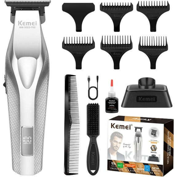 KEMEI KM-3023-702 Professional Hair Clipper for Men, Zero Gapped Cordless Beard Trimmer, Barber Clippers with USB Rechargeable, Edgers, Fade Clipper, Gift for Men