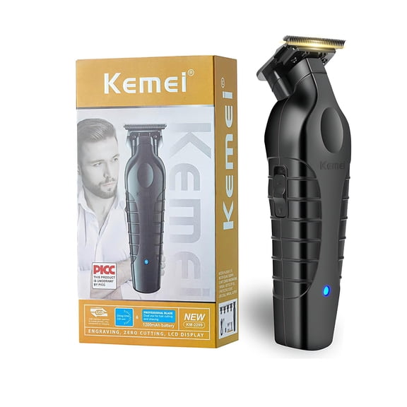 KEMEI Men's Hair and Beard Trimmer, Cordless T-Blade Clipper with Extra Blade and Guide Combs