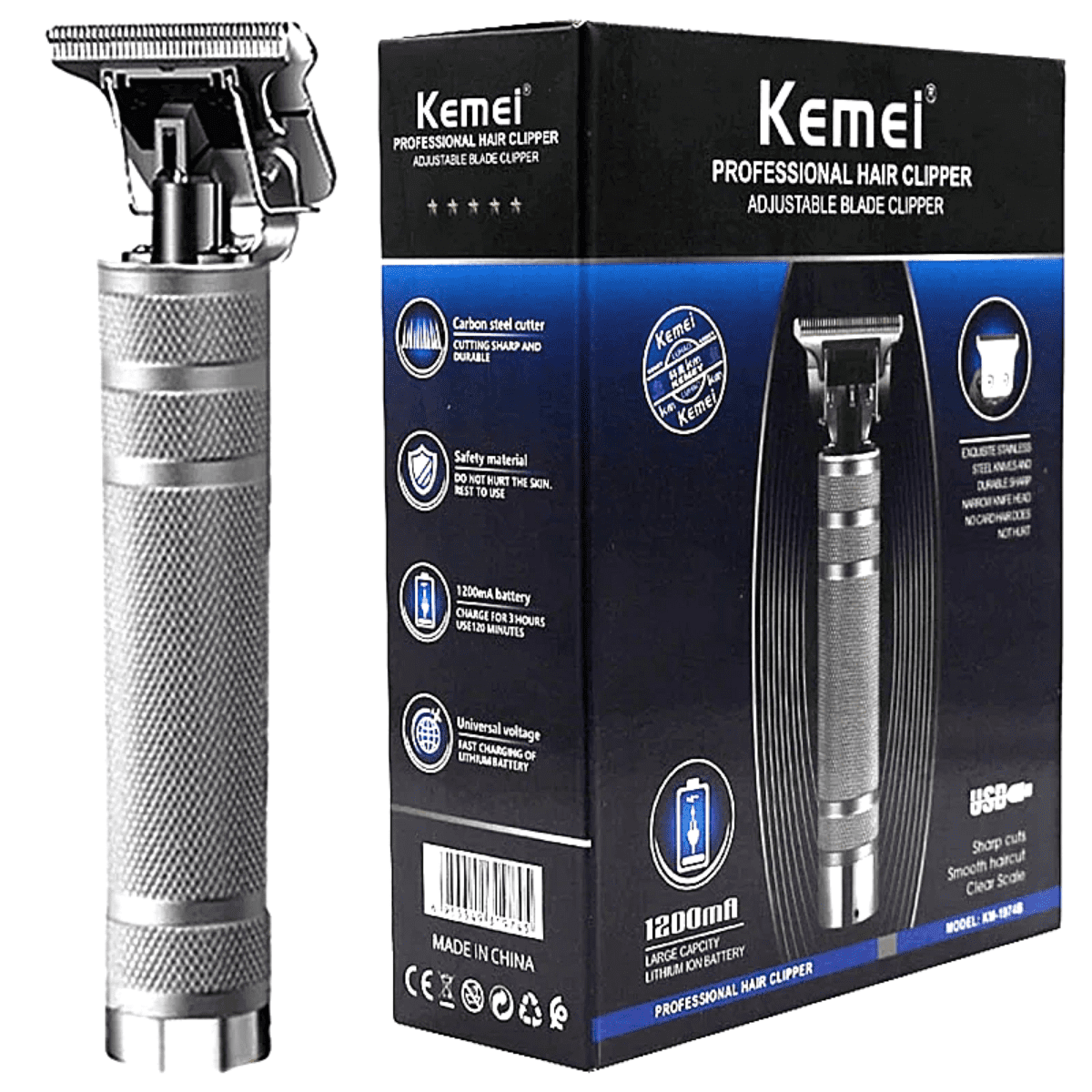 KEMEI Professional Cordless Hair Clippers Rechargeable T Shape