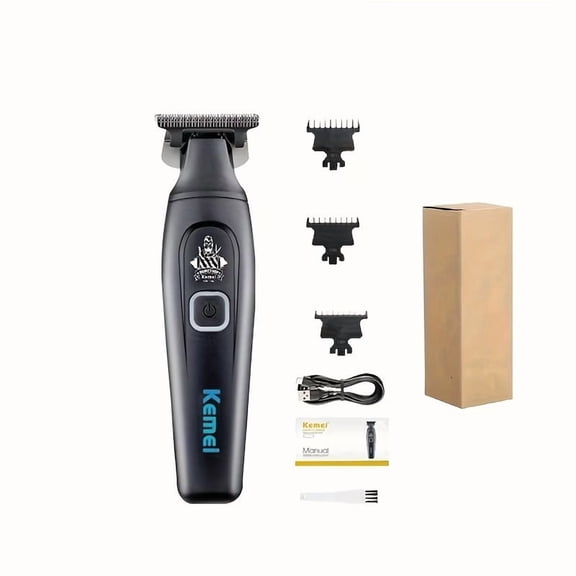 KEMEI Professional Hair Clipper & Carving Scissors Set - USB Rechargeable Bald Head Grooming Tool for Salon & Home Use