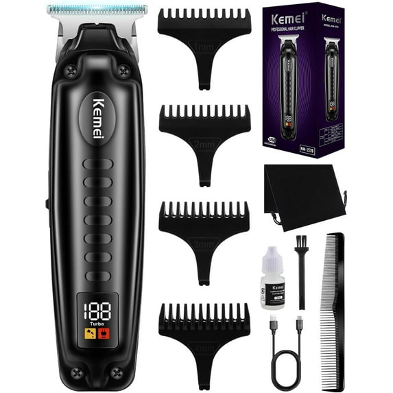 KEMEI Professional Hair Clipper for Men, Cordless Barber Haircut Machine, Electric T-Blade Zero Gapped Trimmer, Wireless Haircut Machine, Rechargeable Precision Trimmer for Family & Barbers KM-1578