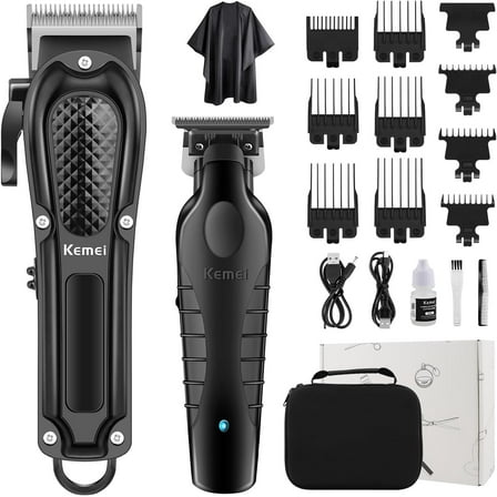 KEMEI Professional Hair Clippers Set for Men, Cordless Rechargeable Barber Clippers & Trimmers Kit, Clippers for Hair Cutting, Gifts for Men