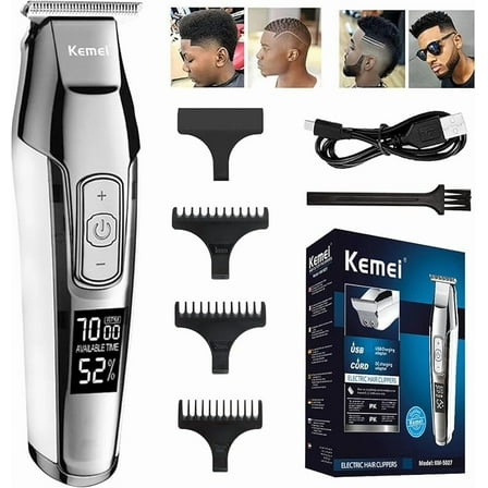 KEMEI Trimmer Cordless Hair Clipper for Men Professional Electric Beard Trimmers Barber Hair Cuttings Kit, Zero Gapped T Blade Detailers Trimmers for Men, KM-5027