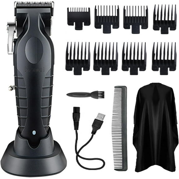 KEMEI km 2296 Professional Cordless Hair Clippers for Men, Rechargeable Hair/Beard Trimmers with Base, Adjustable Haircut Machine for Stylists and Barbers Grooming Kit