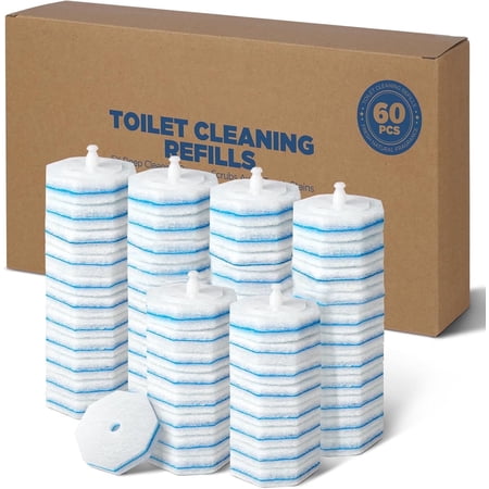 KEMEINILI Toilet Wand Refills, 60 Pack Disposable Toilet Brush,5X Cleaning Power , with Most Toilet Brushes Compatible