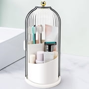 KEMEINILI Toothbrush Holder with 360° Rotating Base & Sliding Lid, Compact Bathroom Organizer for Countertop, Vanity, Makeup Brushes
