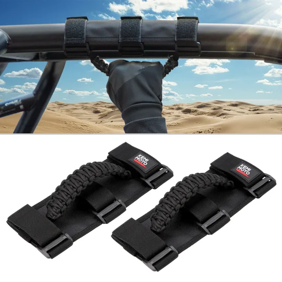 KEMIMOTO 2 Pcs Roll Bar Grab Handles for UTV ATV SXS 1.5" to 2" Roll Bars Black Enhanced Hand Grips Compatible with Polaris RZR Can-Am Talon