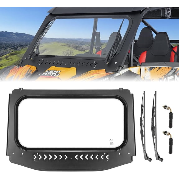 KEMIMOTO 2024+ XP 1000 Glass Windshield with 2 Manual Wipers, Compatible with Polaris RZR XP 1000/RZR XP S 1000/4 2024-2026