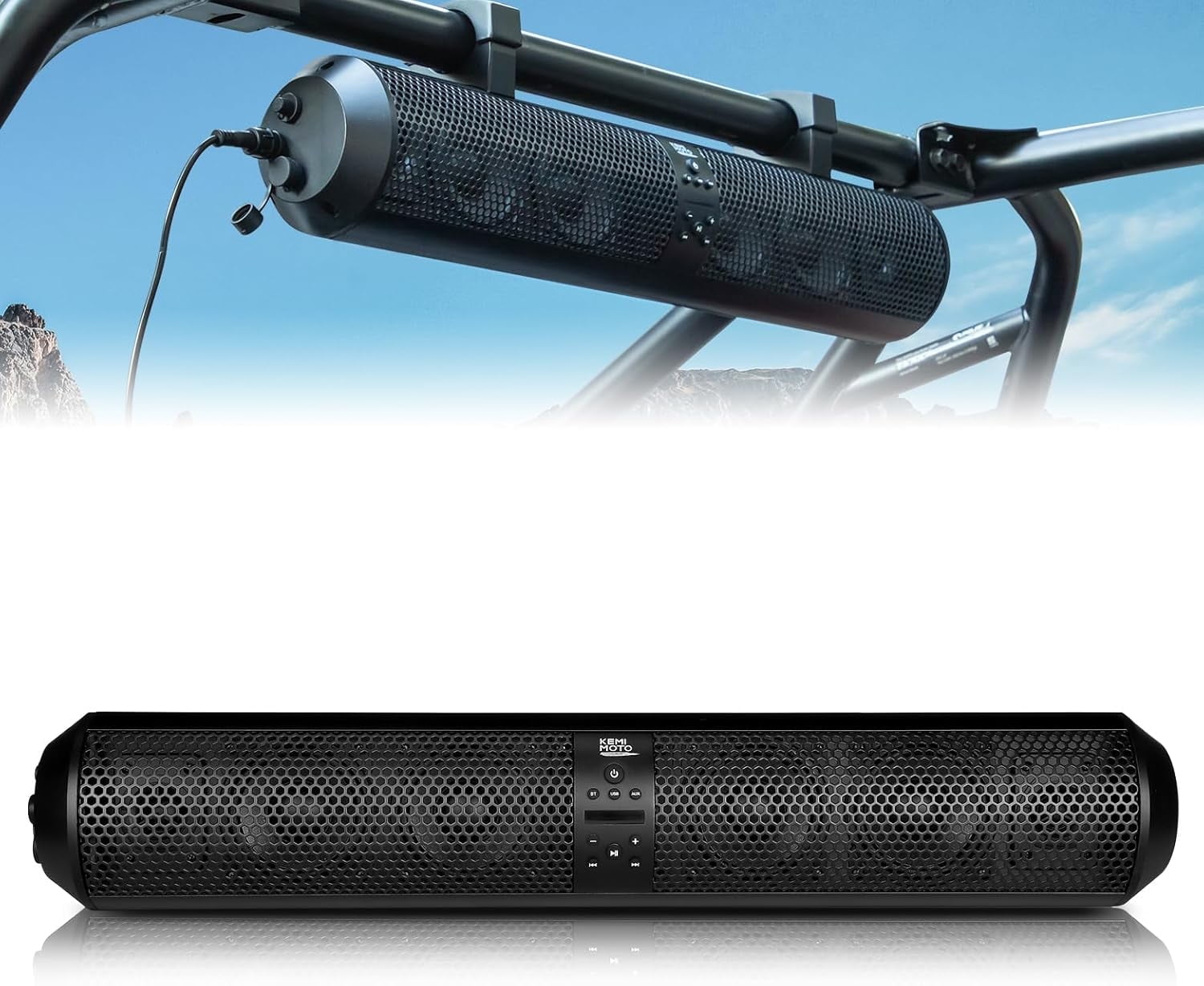 28'' UTV Soundbar Speaker Bluetooth Sound Bar 500W Usb 1.56"- 2.25" Roll Bar for Polaris Can Am Car