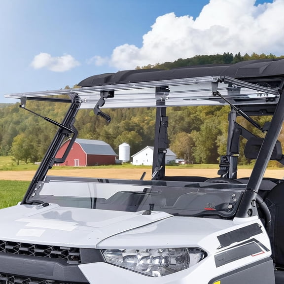 KEMIMOTO 3-IN-1 Flip Windshield Compatible with Polaris Ranger XP 1000/Crew 2017-2026, Polaris Ranger 1000/Crew 2020-2026 Fit Grab bar Center Console