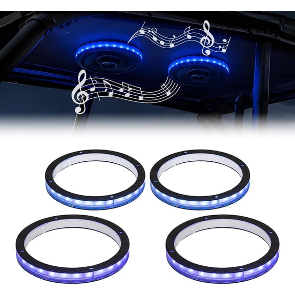 KEMIMOTO 6.5 RGB Car LED Speaker Rings Compatible with UTV SUV Marine RV (4 Pack)