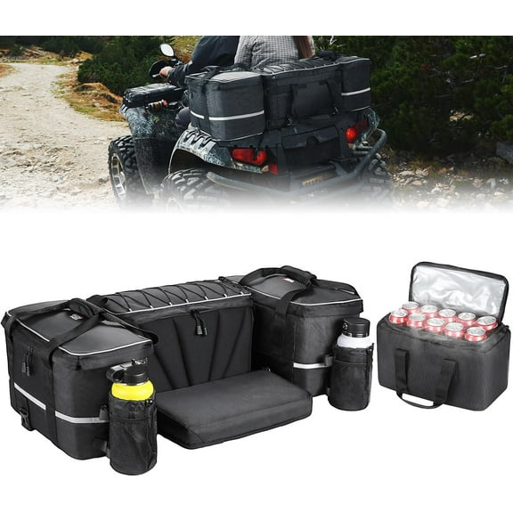 KEMIMOTO 74L Large ATV Cargo Bag w/ Cooler Waterproof Storage Rear Rack Seat  Cushion Padded Bottom
