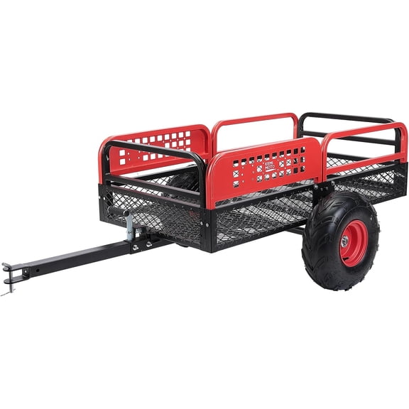 KEMIMOTO ATV UTV Trailer, 1500 lbs Pull Behind Dump Cart Lawn Mower Trailer | 15-20 Cu.Ft Adjustable Height Cargo