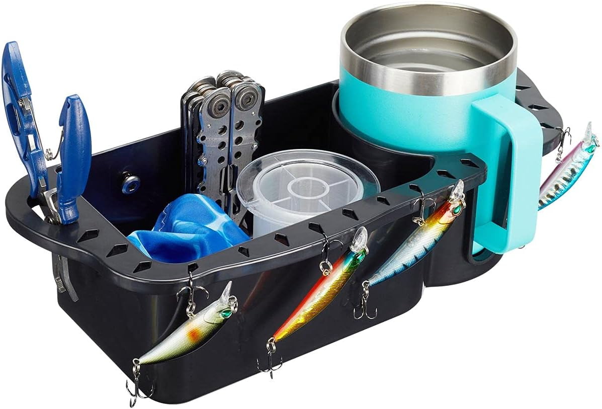 KEMIMOTO Boat Caddy Organizer, Marine Cup Holder Universal Fit for Bass Boat Kayak Pontoon Jon Boat Fishing Caddy Cabin Storage