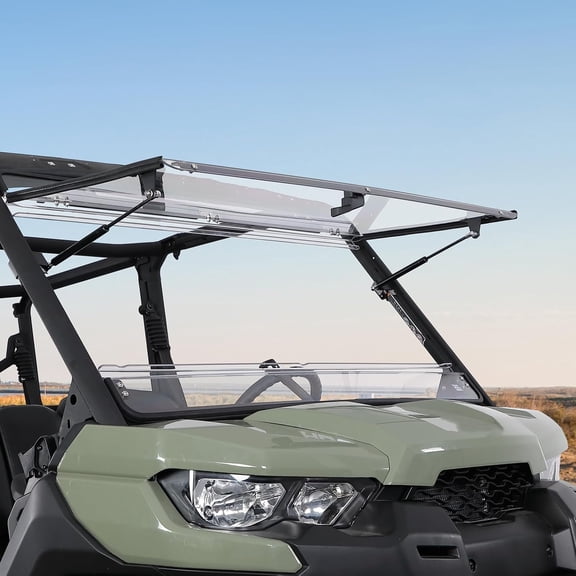 KEMIMOTO Flip Windshield Compatible with Can-Am Defender & Defender Max | 1/ 5" Thick Polycarbonate, Front Full Windscreen