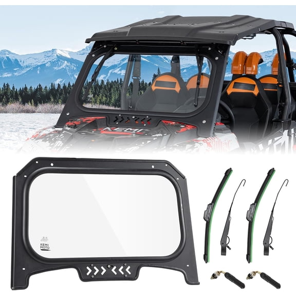 KEMIMOTO Glass Windshield with 2 Manual Wipers Scratch Resistant, Compatible with 2019-2023 Polaris RZR XP 1000 / RZR XP Turbo
