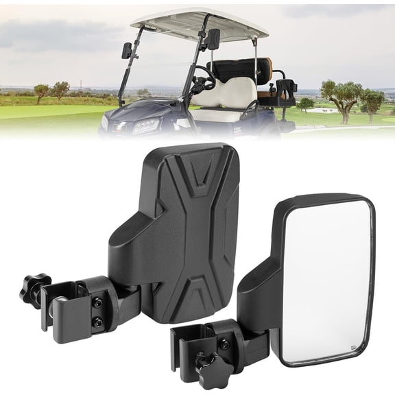 KEMIMOTO Golf Cart Side Mirrors, No Drilling,Universal Fits 0.75-1.25 inch Square Tube, Compatible with EZGO, Club Car, Drive2