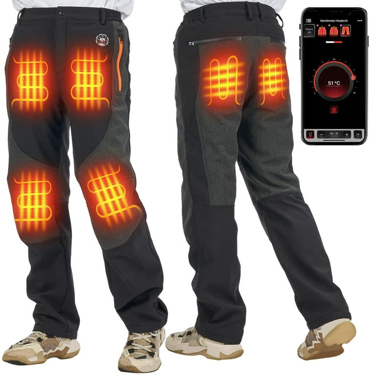 KEMIMOTO Heated Pants for Men 12V USB Electric Heating Pants,with Temp  Control APP,3 Temperature Adjustment Levels Winter Rechargeable Thermal  Heating