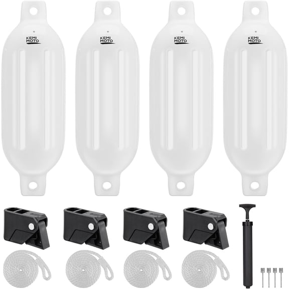 KEMIMOTO Inflatable Boat Fenders Bumpers for 15-35ft with 4 Clips, Bumpers Fit for Pontoon Bass and Jon Boats(4 Pack )