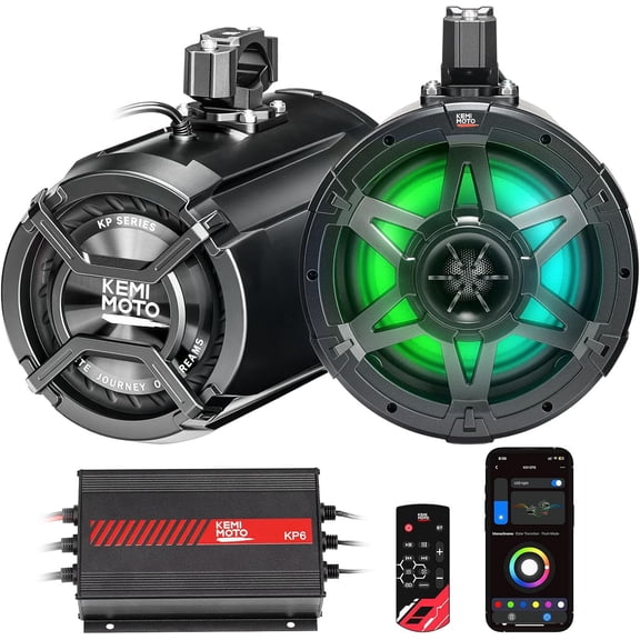 KEMIMOTO KP6 UTV Tower Speakers 6.5" Woofers with 5.75" Passive Radiators for Off-Road & Marine, Fit for UTV/ATV/Boats