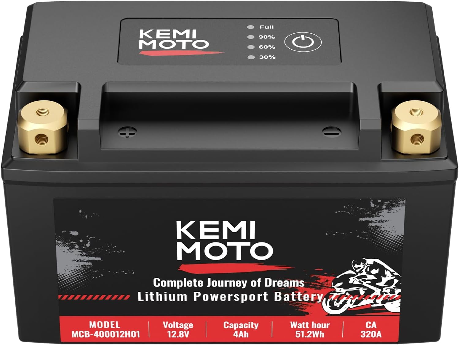 KEMIMOTO Lithium Motorcycle Battery YTX9-BS/YTX7A-BS, LiFePO4 12v Lithium Battery 4Ah with 5 Spacers, Generator Battery with Pure Copper Terminal, Compatible with Motorcycle Lawn Mower ATV UTV Can-Am