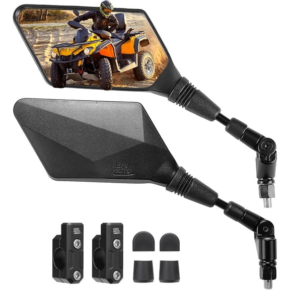 KEMIMOTO Motorcycle ATV Mirrors, 8MM 10MM Foldable Motorcycle Mirrors Compatible with Polaris Sportsman, Outlander, Raptor