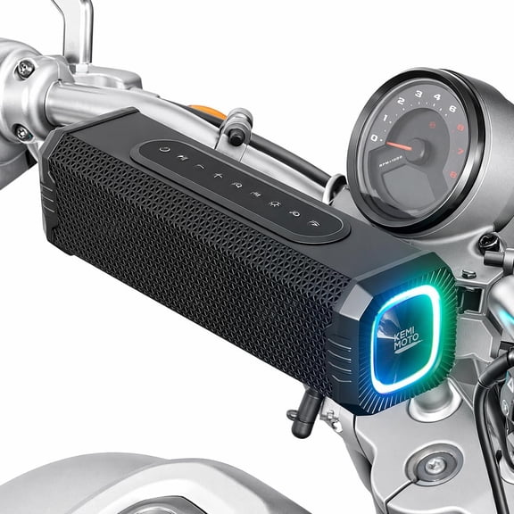 KEMIMOTO Motorcycle Speakers Bluetooth-Compatible Sound Bar with RGB Lights, Waterproof Loud Stereo Bass for Highway Riding