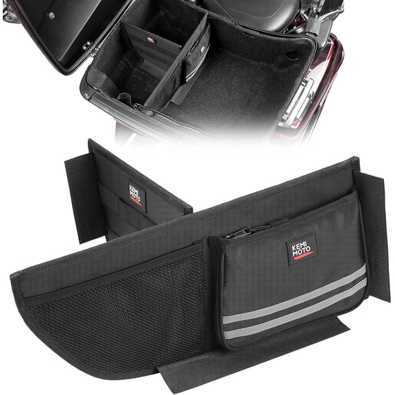 KEMIMOTO Organizer for Tour Pack Storage bag with Mesh Pocket and Dividers Compatible With Touring CVO Road Glide Ultra Limited Tri Glide 2014-2025