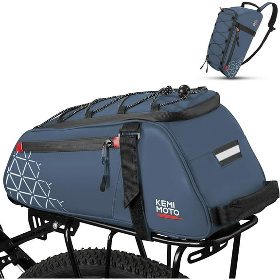KEMIMOTO Rear Bike Rack Bag - 8L PVC Water Resistant Ebike Bags for Bicycle Rear Rack, Bicycle Trunk Pannier Blue