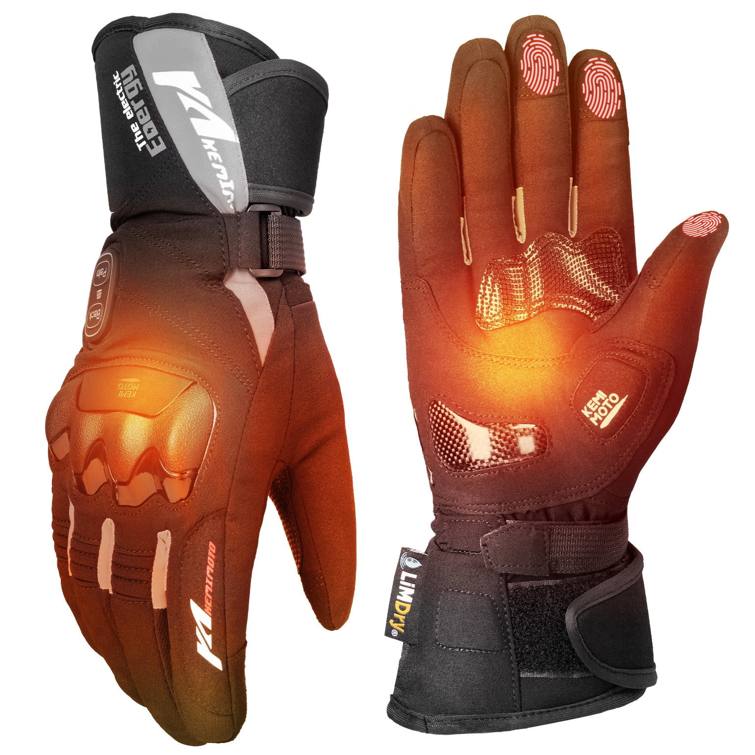 KEMIMOTO Rechargeable Heated Motorcycle Gloves Electric Heating Gloves ...