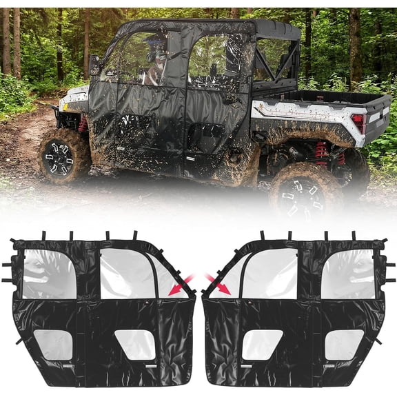 KEMIMOTO Soft Doors Compatible with Polaris Ranger CREW 1000/CREW XP 1000 Premium 2019-2026, Fit with Side Mirrors 6 Seater