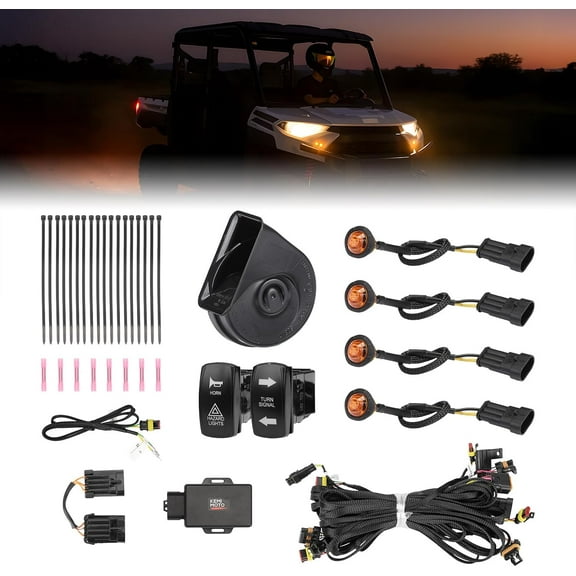 KEMIMOTO Street Legal Turn Signal Kit Horn Compatible with 2018+ Ranger XP 1000 2014-2023 RZR XP 1000 Plug & Play Auto-Cancel Rocker Switch Plate Light Taillight Pre-Wired