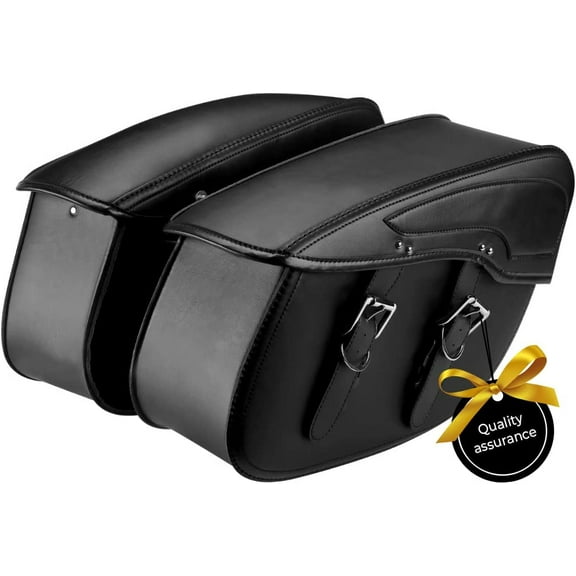 KEMIMOTO Synthetic Leather Motorcycle Saddlebag for Street Glide Electra Glide Touring 34L Black