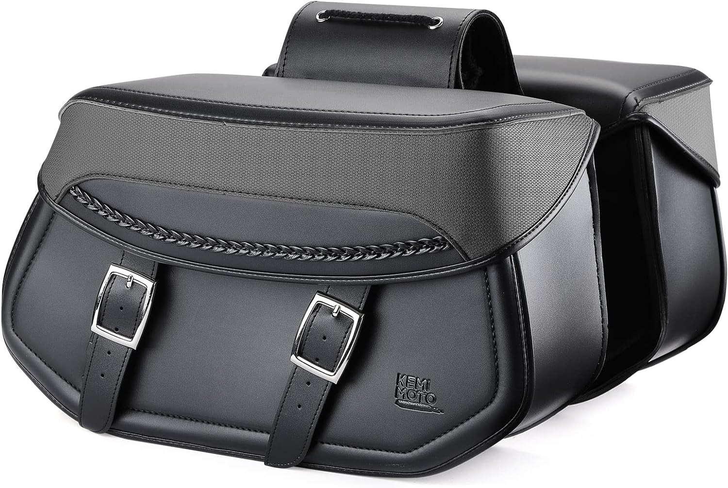 KEMIMOTO Synthetic Leather Motorcycle Saddlebags Throw Over Saddle Bags