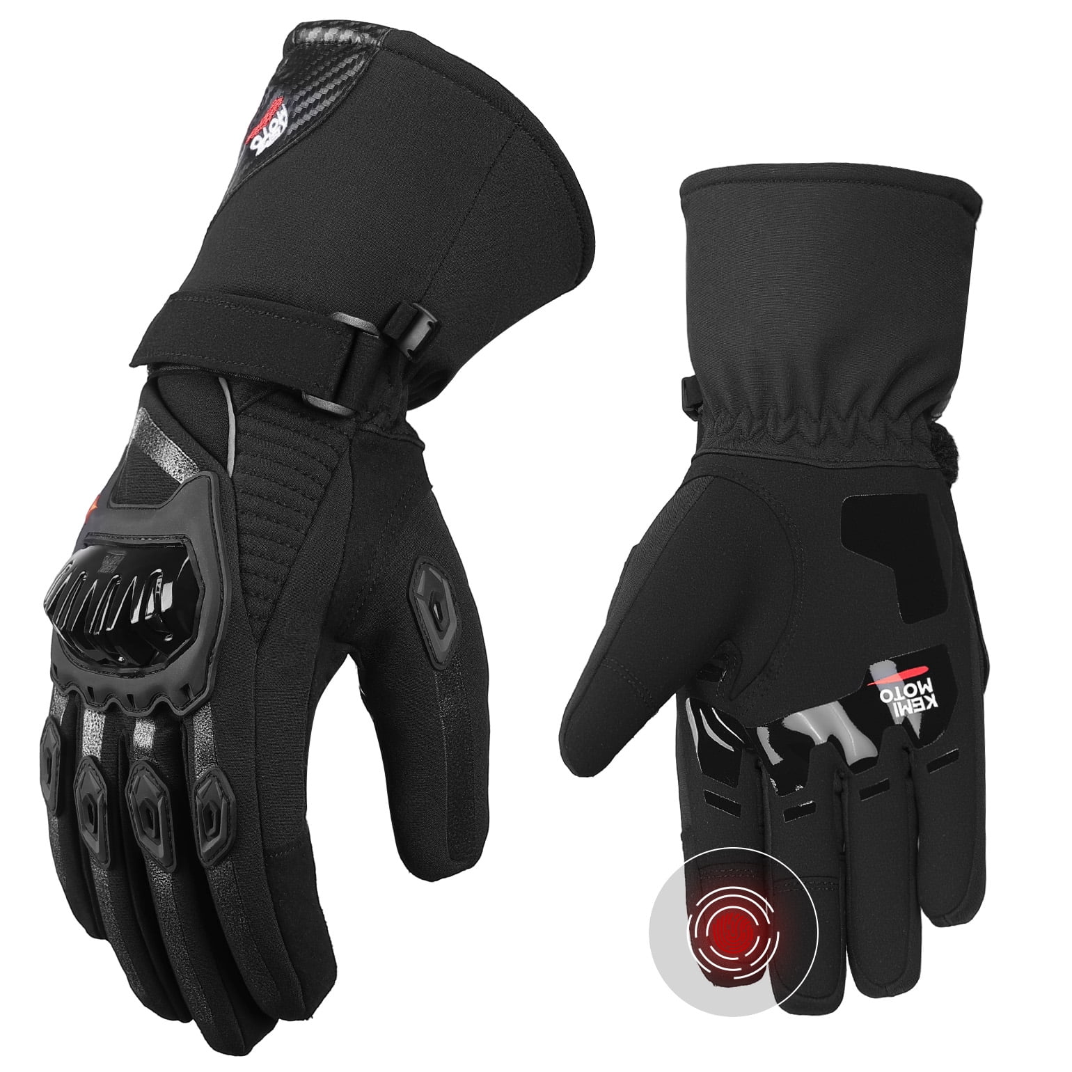 KEMIMOTO Thermal Winter Motorcycle Gloves Riding Gloves Warm Touchscreen for Men Women ATV UTV Snowmobile - Black M