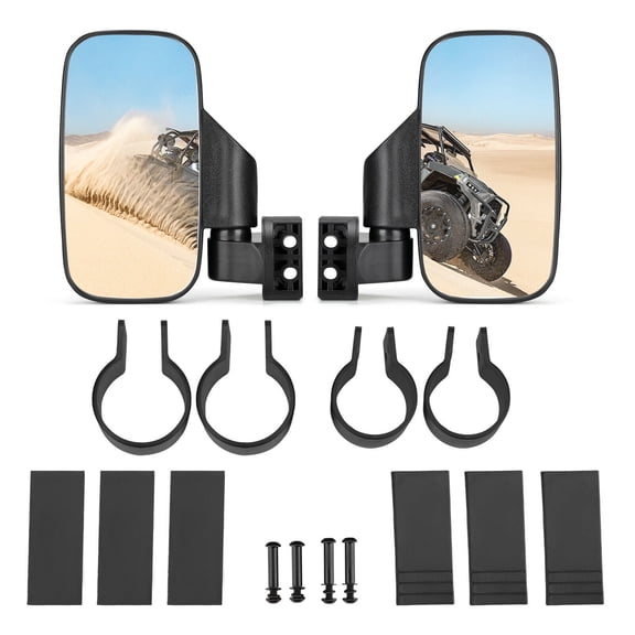 KEMIMOTO UTV Mirrors UTV Side Mirrors Fits 1.6 inch to 2 inch Roll Cage Compatible with Polaris RZR 900 1000 Can Am Teryx Mule Rhino YXZ Zforce Pioneer 1000/700 Shatterproof Tempered Glass