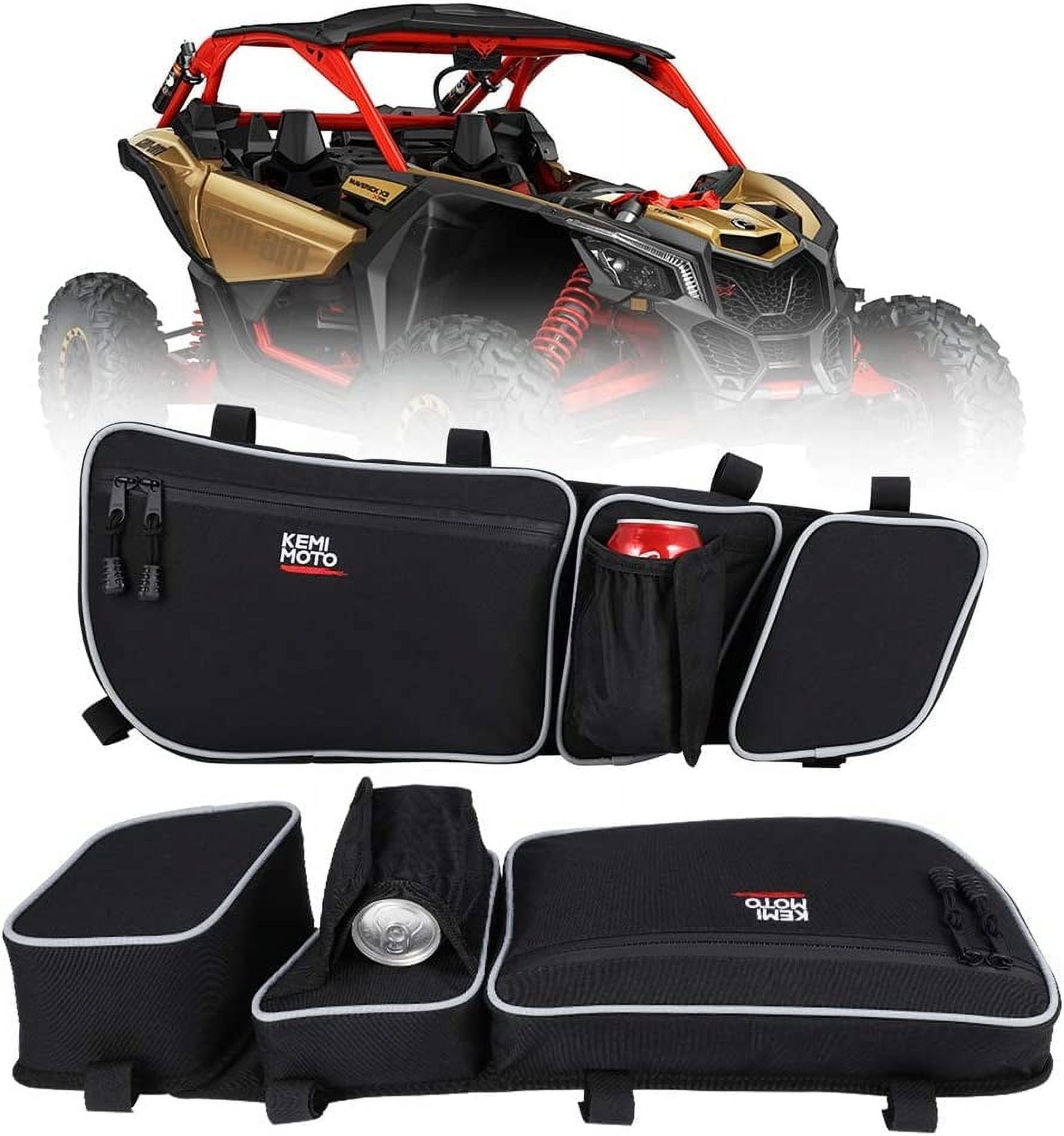 KEMIMOTO UTV Side Front Door Storage Bags w/ Knee Pad For Can Am Maverick X3 2017-2022 2023 Turbo R
