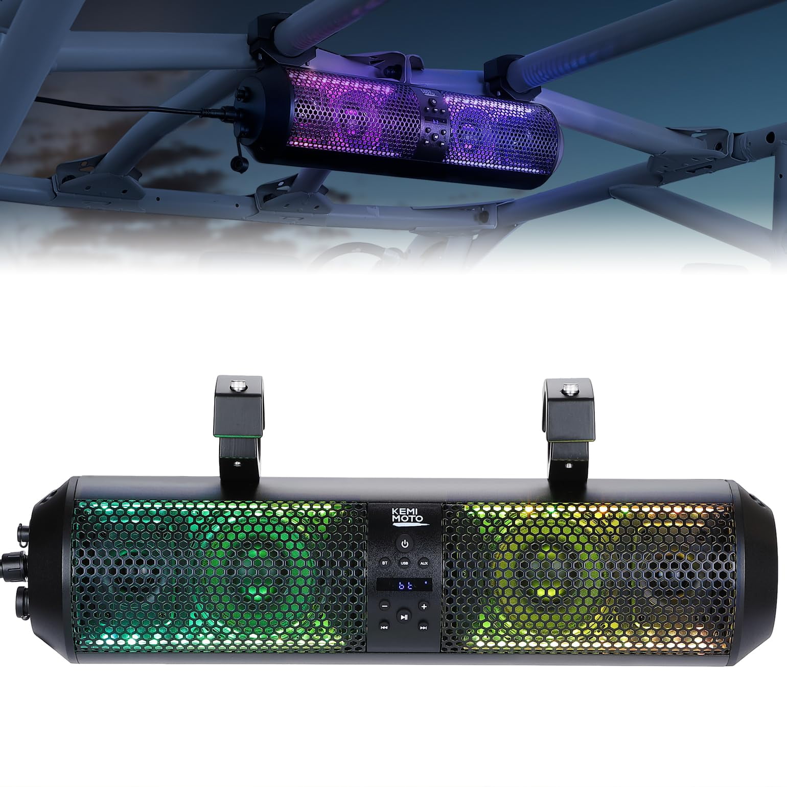 KEMIMOTO UTV Sound Bar 18 Inch SXS Speaker RGB Wireless Control ...
