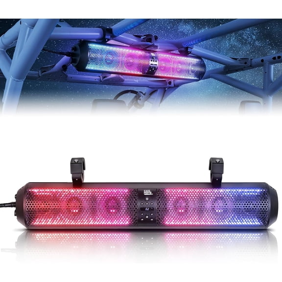 KEMIMOTO UTV Sound Bar 28 Inch ATV Soundbar 4X Subwoofers Compatible with Polaris RZR Can-Am X3 Defender CFMOTO for 1.56"- 2.25" Roll Cage