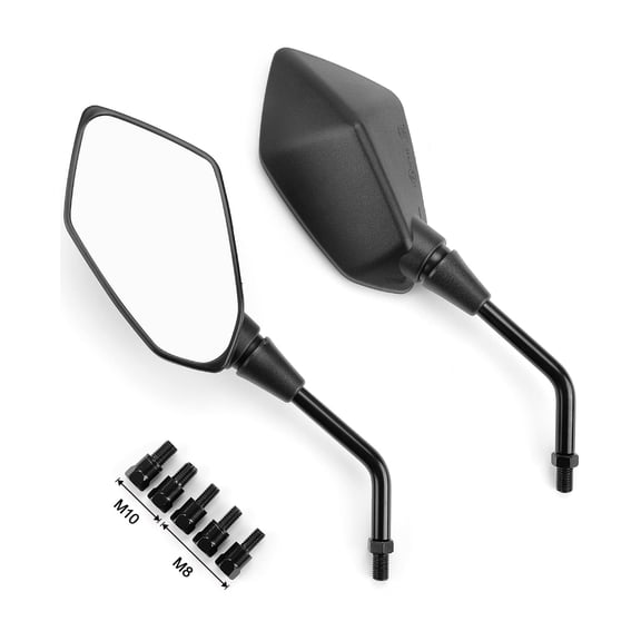 KEMIMOTO Universal Motorcycle Mirrors, Convex Handlebar Rear View Side Mirror with M8 M10 Bolt, Compatible with Bike, Scooter, ATV, UTV, Dirt Bike and More